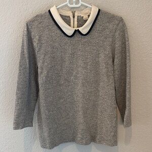 Gray Sweater with White Collar